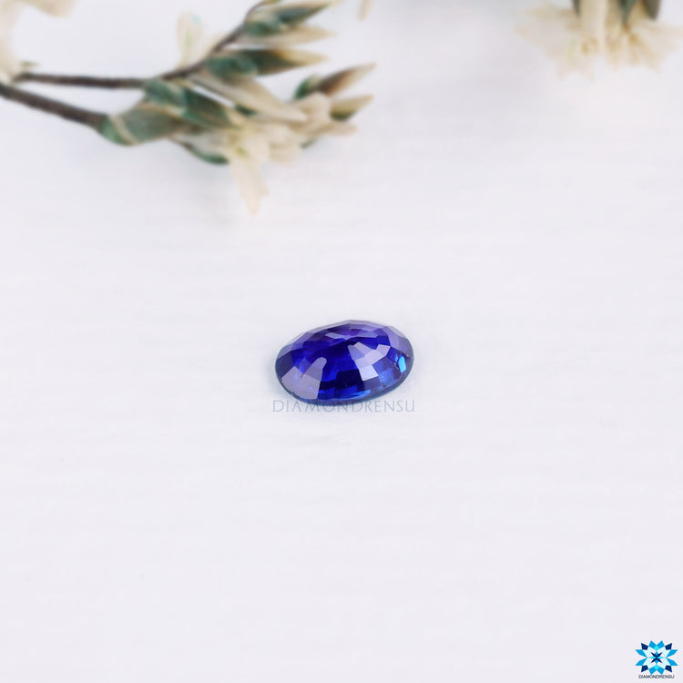 Blue gemstone crafted as cushion cut gemstone and blue sapphire gemstone.
