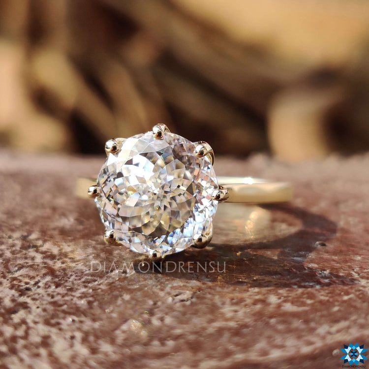Handmade Portuguese Cut Moissanite Ring for unique style.