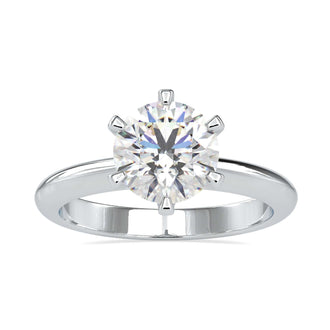 Round solitaire ring offering simplicity and timeless elegance.
