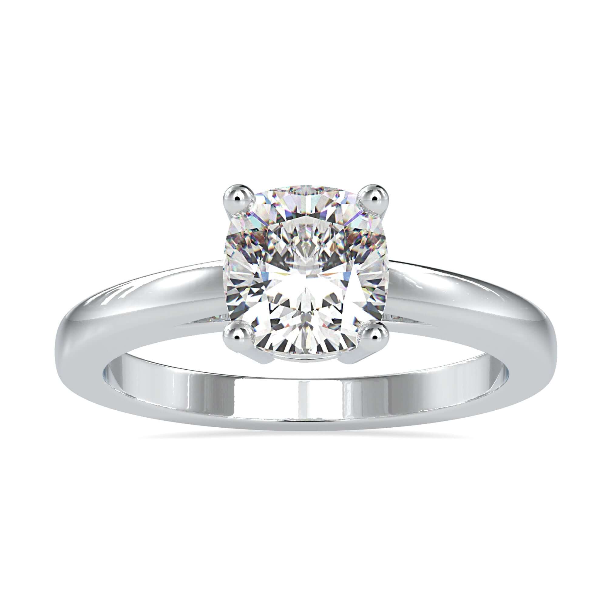 1.40 CT Cushion Cut Colorless Moissanite Solitaire Engagement Ring