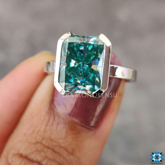 Half bezel engagement ring designed with precision and style.
