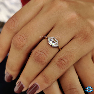 Hexagon cut engagement ring perfect for a unique and timeless proposal.
