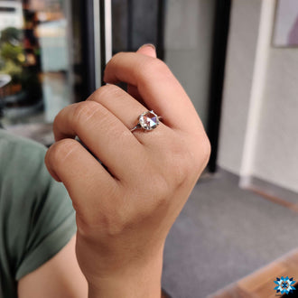 Split shank moissanite ring crafted for timeless sophistication.
