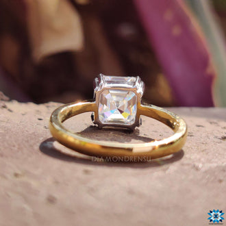 Dazzling asscher cut moissanite reflecting unmatched sparkle.
