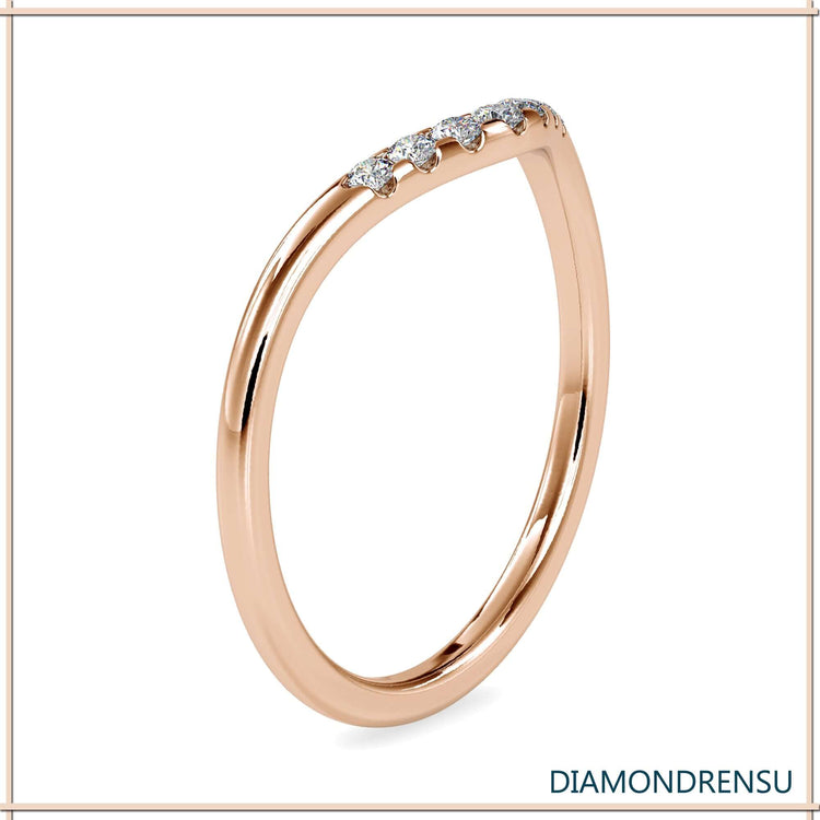 Round diamond band with gold accents, handmade for a custom fit
