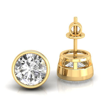 Elegant bezel diamond earrings featuring Lab Grown Diamond for a sustainable choice.
