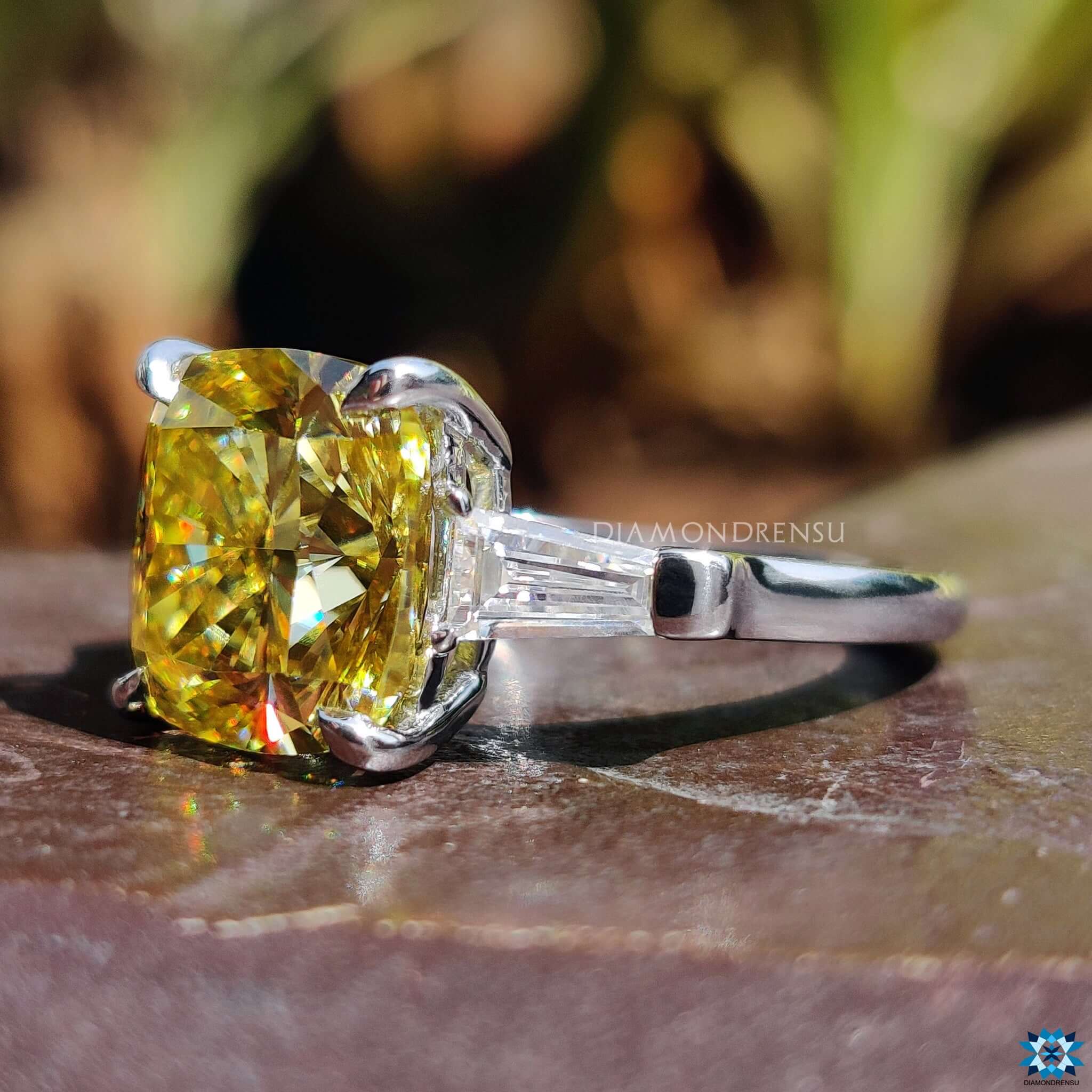 canary yellow moissanite engagement ring