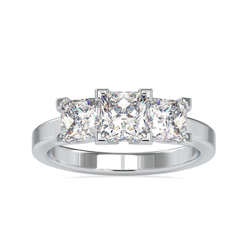 Princess cut engagement ring in a basket setting with lab-grown diamond
