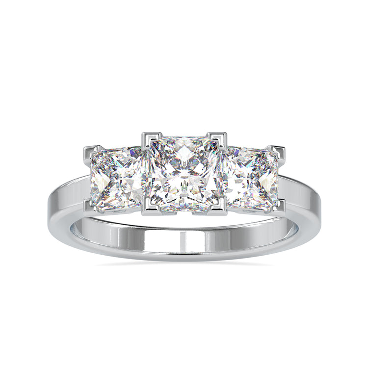 Princess cut engagement ring in a basket setting with lab-grown diamond
