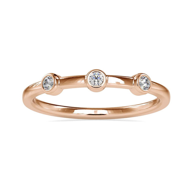 Handmade jewelry with a three stone bezel set ring, modern design
