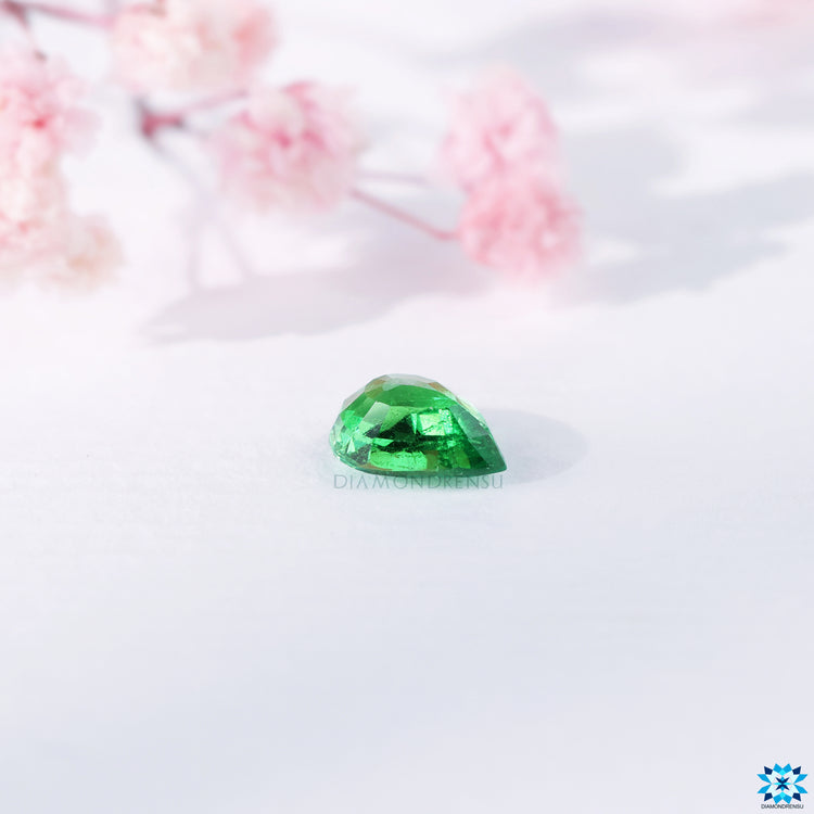 1.18 carat pear gemstone offered as green pear gemstone and January birthstone.
