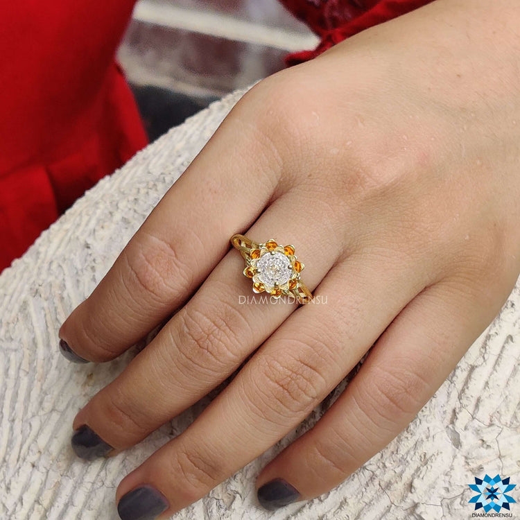 Portuguese cut moissanite creating a brilliant sparkle for lasting impressions.
