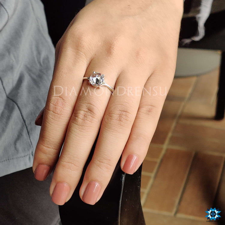 Beautiful rose cut moissanite ring ideal for lasting impressions.