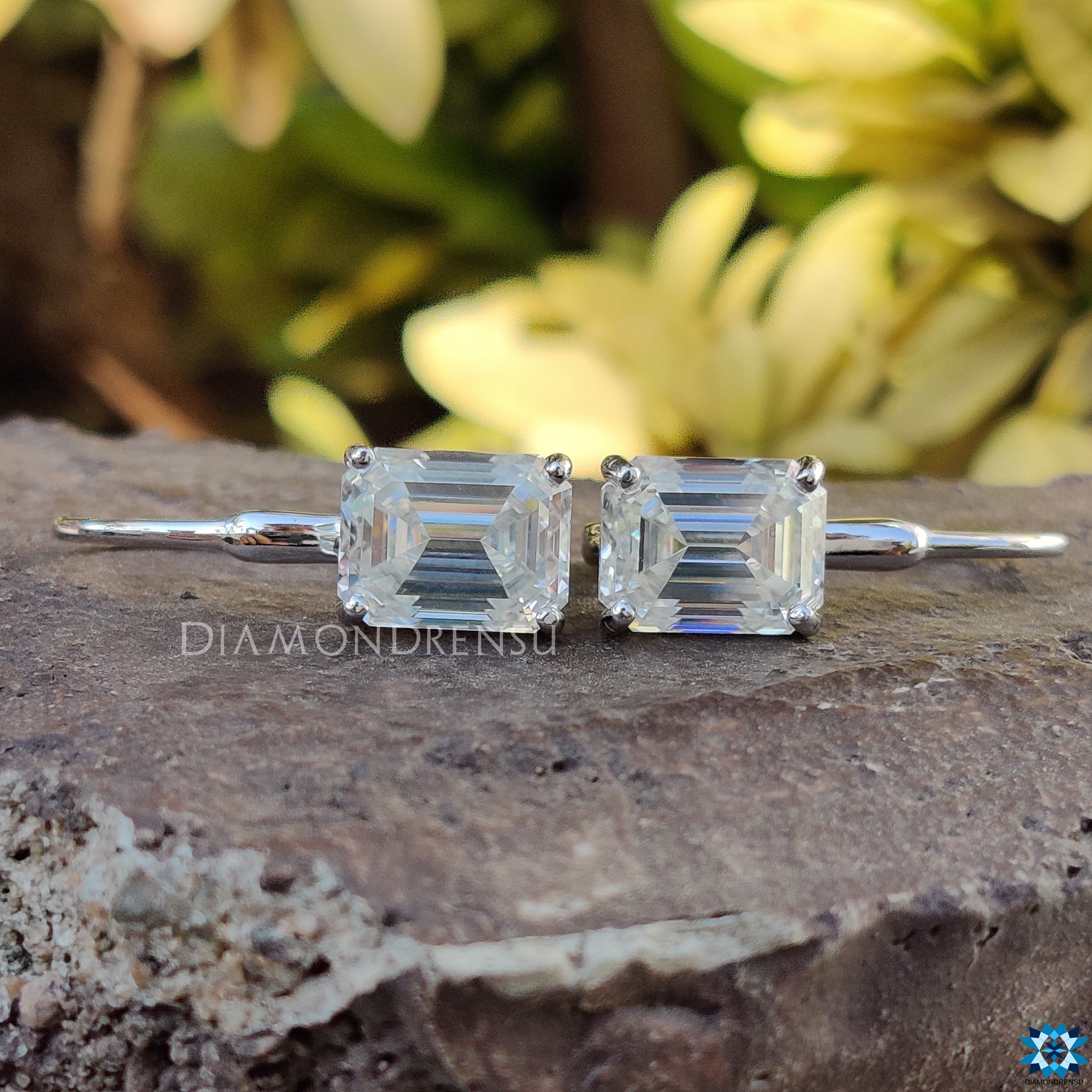 emerald cut diamond earrings
