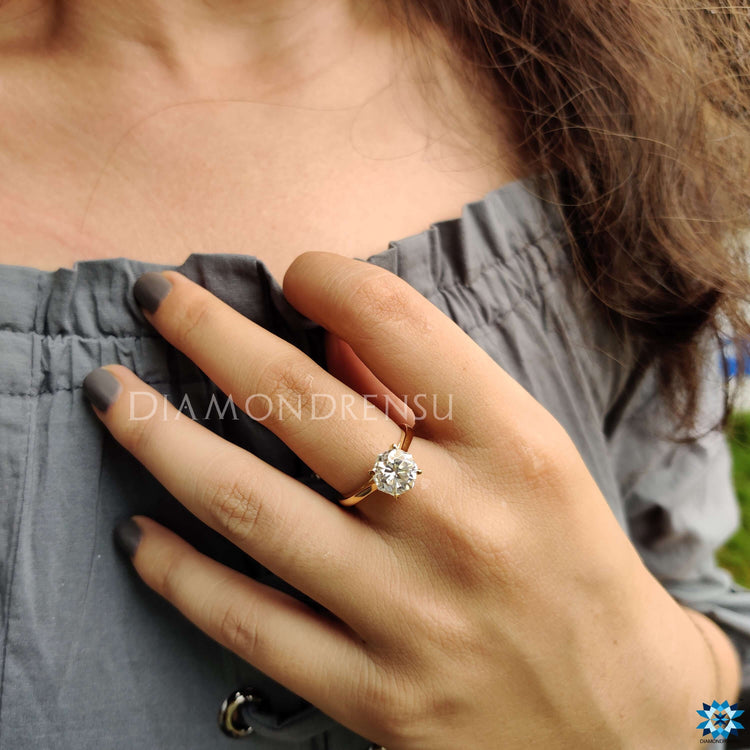 Solitaire engagement ring in classic style, perfect for a timeless proposal.
