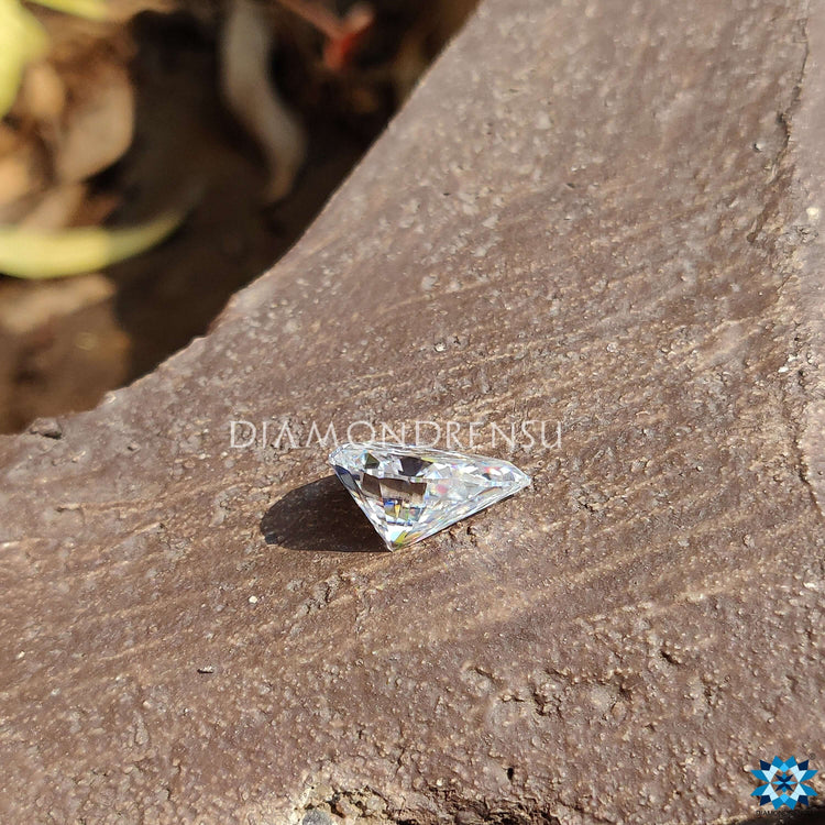 Pear moissanite loose and colorless, shaped in 5.43 carat pear cut.
