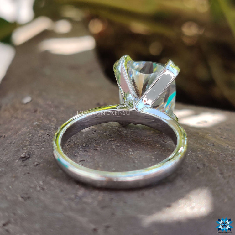Elongated cushion moissanite ring designed for modern romance.