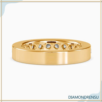 Channel set wedding band with lab grown diamonds, Diamondrensu
