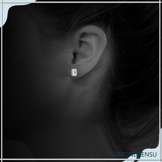 Classic emerald cut earrings featuring Lab Grown Diamond for an eco friendly touch.
