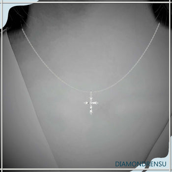 Elegant round diamond necklace pendant with a 14k gold bail pendant.
