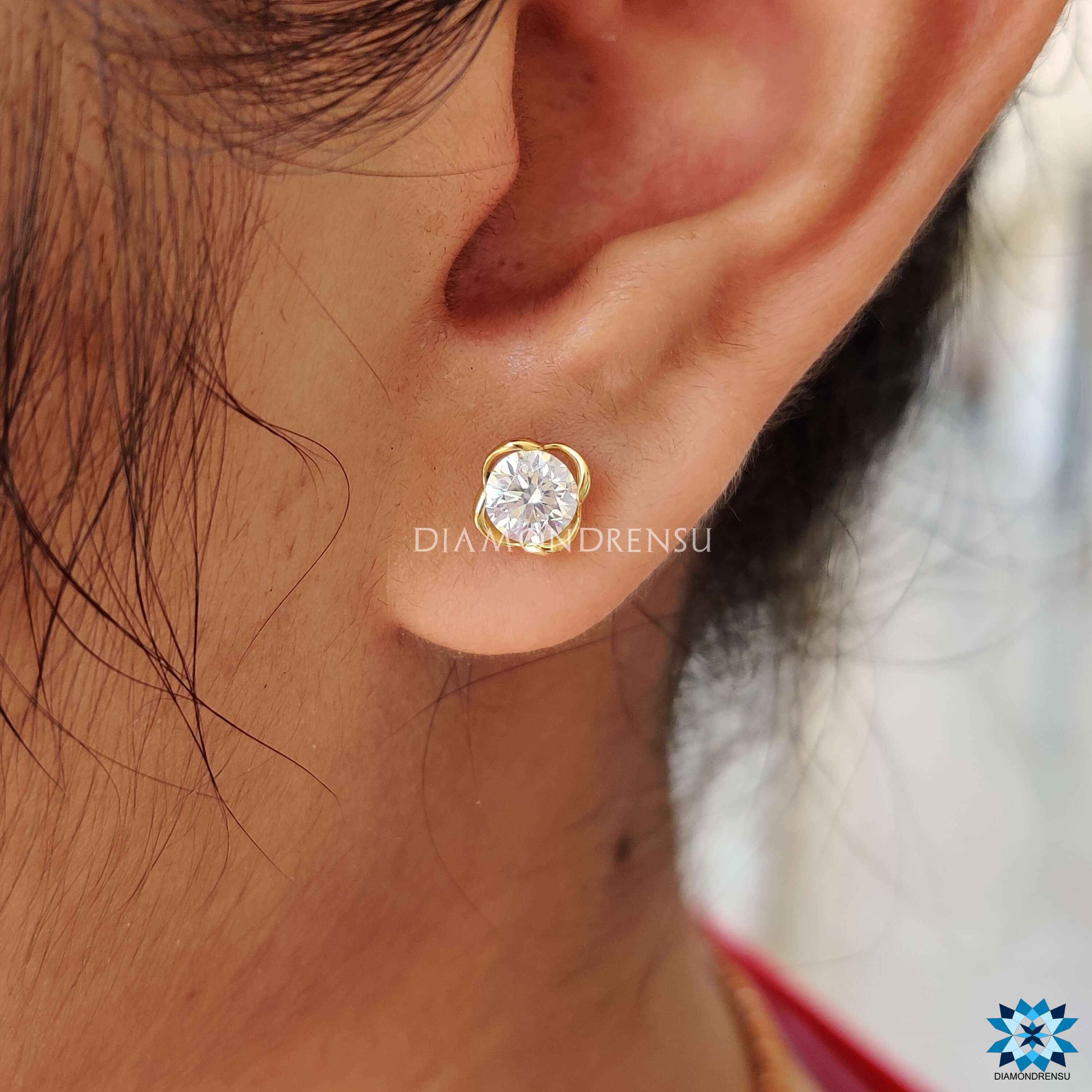 moissanite diamond stud earrings - diamondrensu