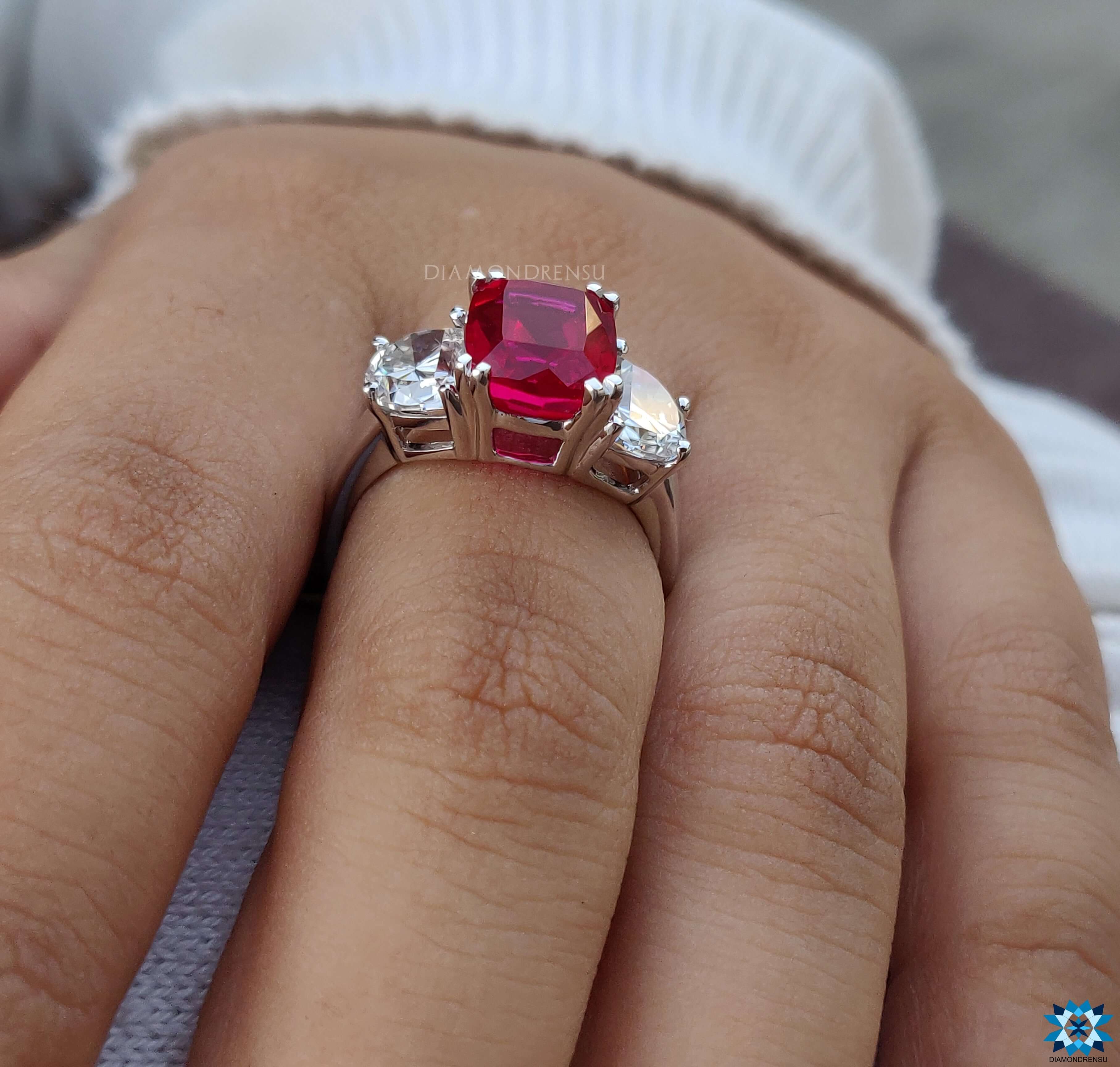 Unique princess cut red garnet engagement ring 14k rose gold pyramid u –  WILLWORK JEWELRY
