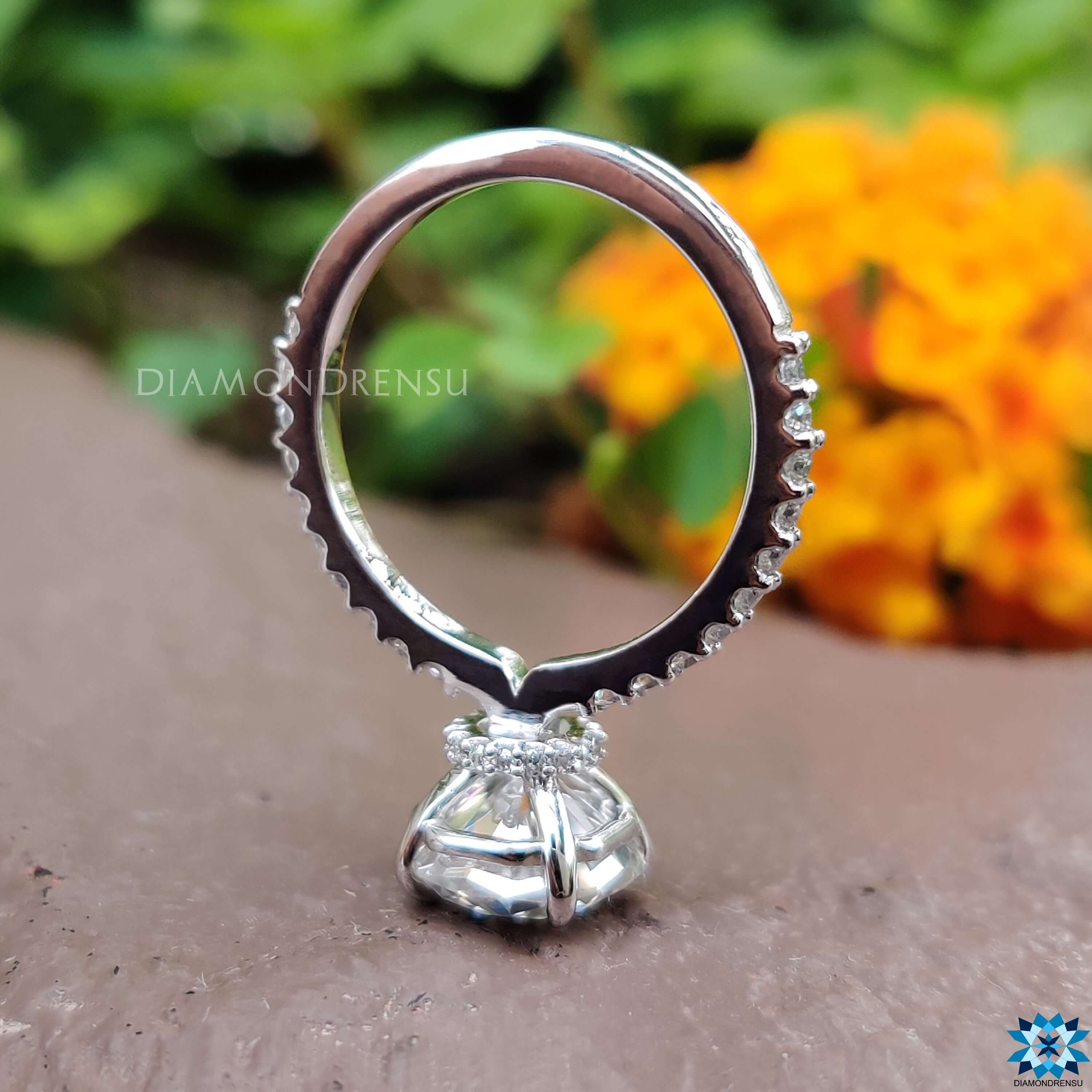 1.83 TCW Octagon Cut Hidden Halo Pave Set Moissanite Wedding Ring