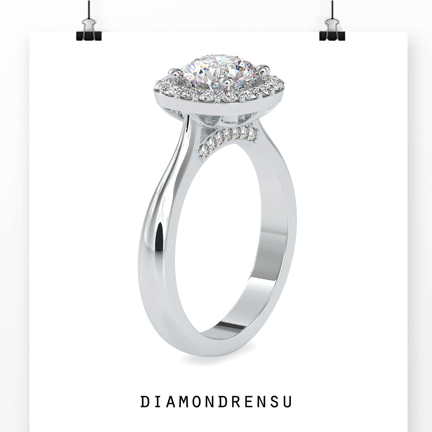 moissanite halo engagement ring - diamondrensu
