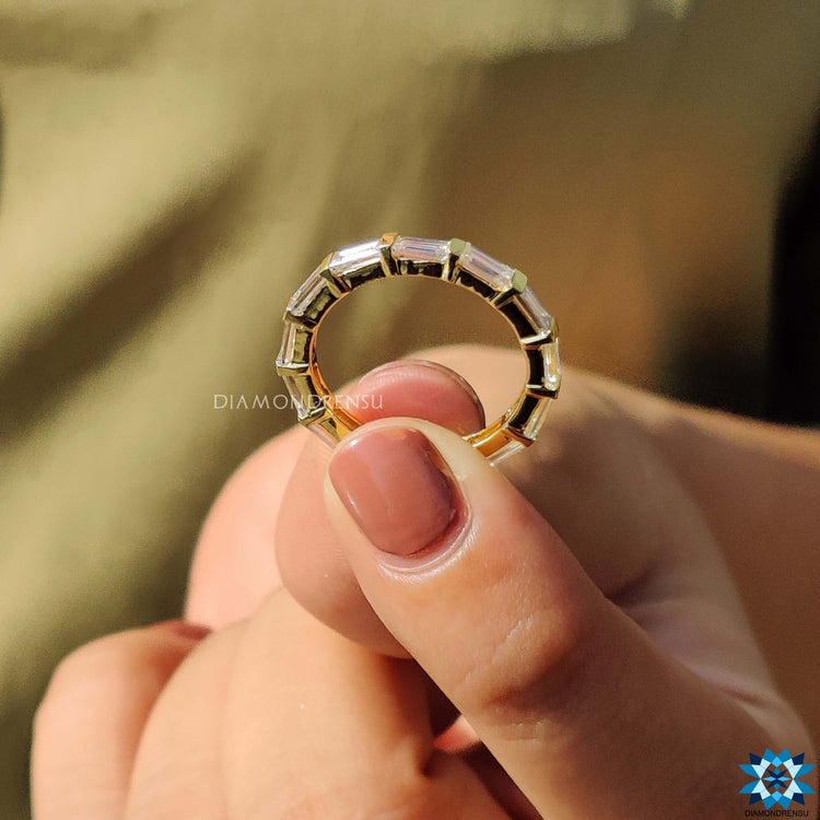 Eternity band baguette design showcasing sleek modernity.
